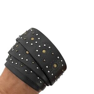 Lucky Brand Studded Leather Belt Womens L Brown BUW0950 Perforated Boho Western